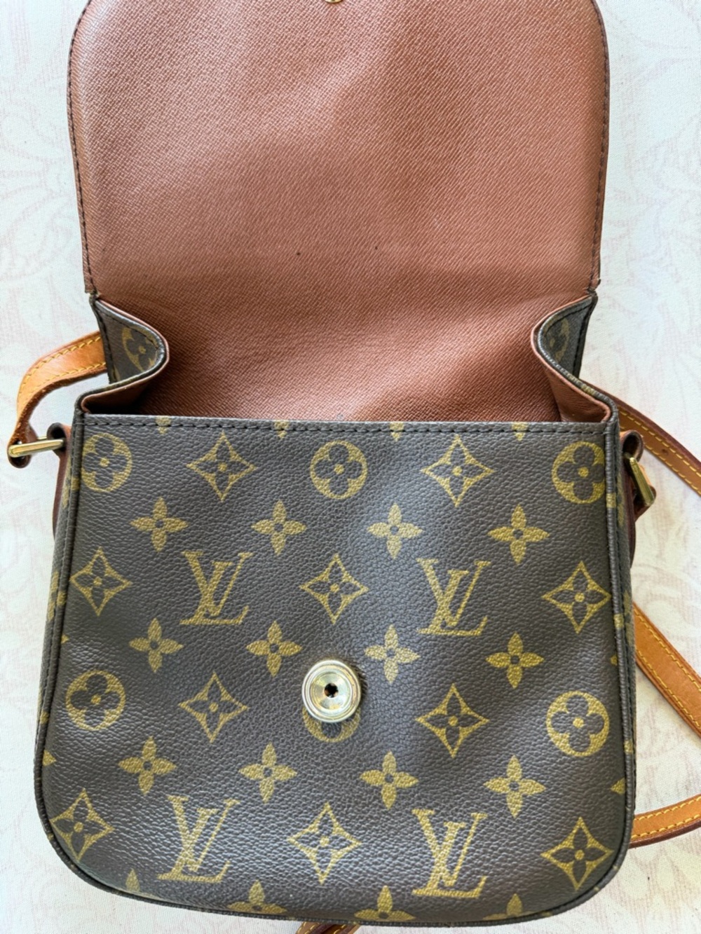 Vintage Louis Vuitton Monogram Messenger Bag in Brown and Tan Leather Trim - Picture 8 of 8